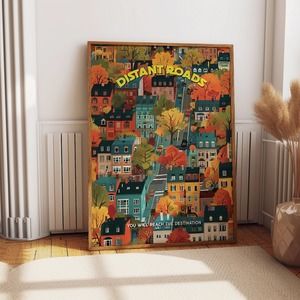 Suburban Cityscape Art Poster - Distant Roads Inspirational Wall Art